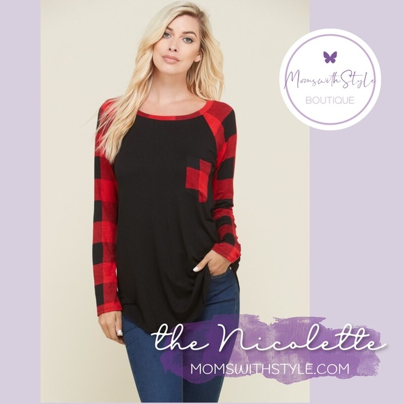 Clearance NWT women’s buffalo plaid check top - Picture 2 of 3